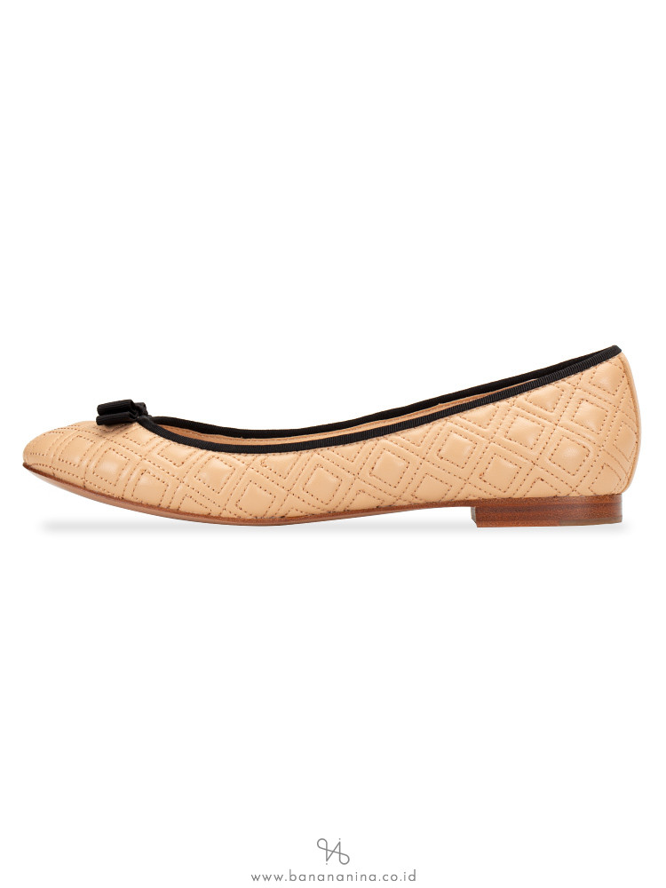 TORY BURCH Marion Quilted Ballet Flat Light Oak Sz 7.5