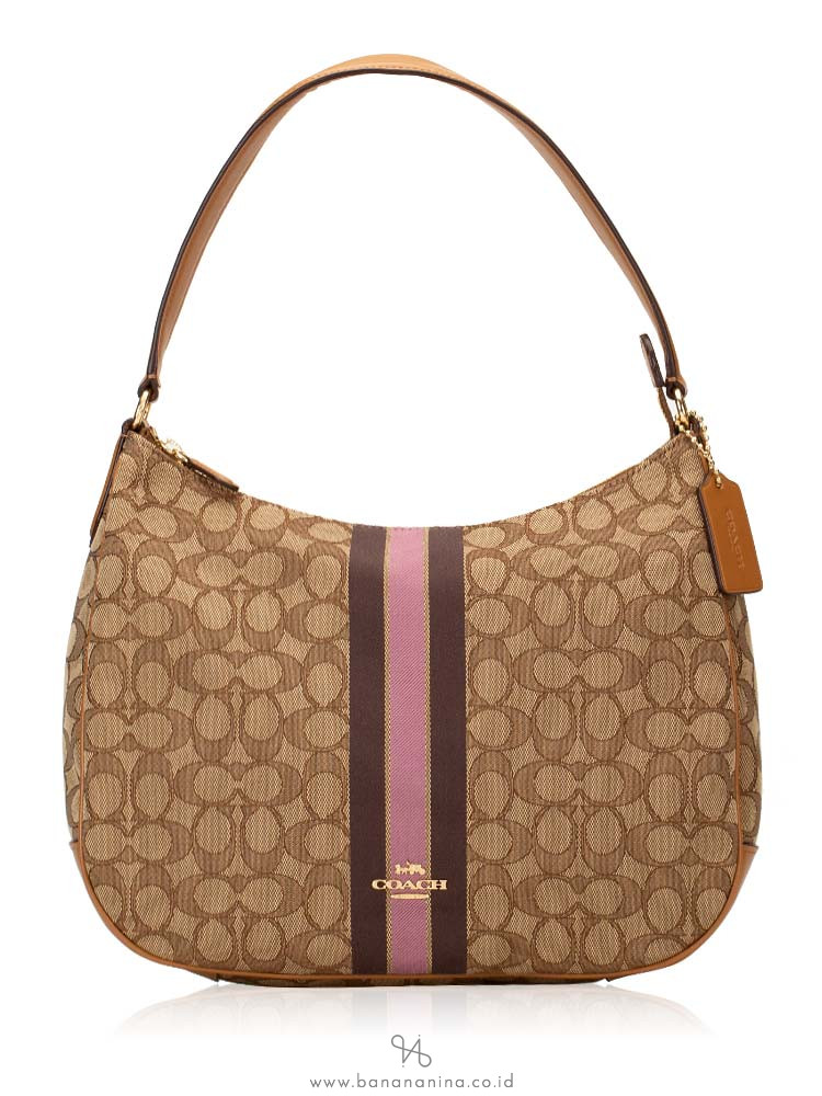 COACH 39042 Signature Jacquard Stripe Hobo Khaki Multi