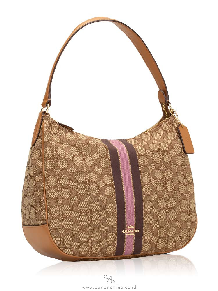 COACH 39042 Signature Jacquard Stripe Hobo Khaki Multi