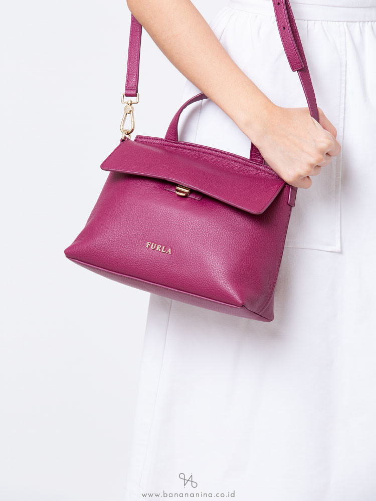 FURLA Niki Leather Small Satchel Amarena