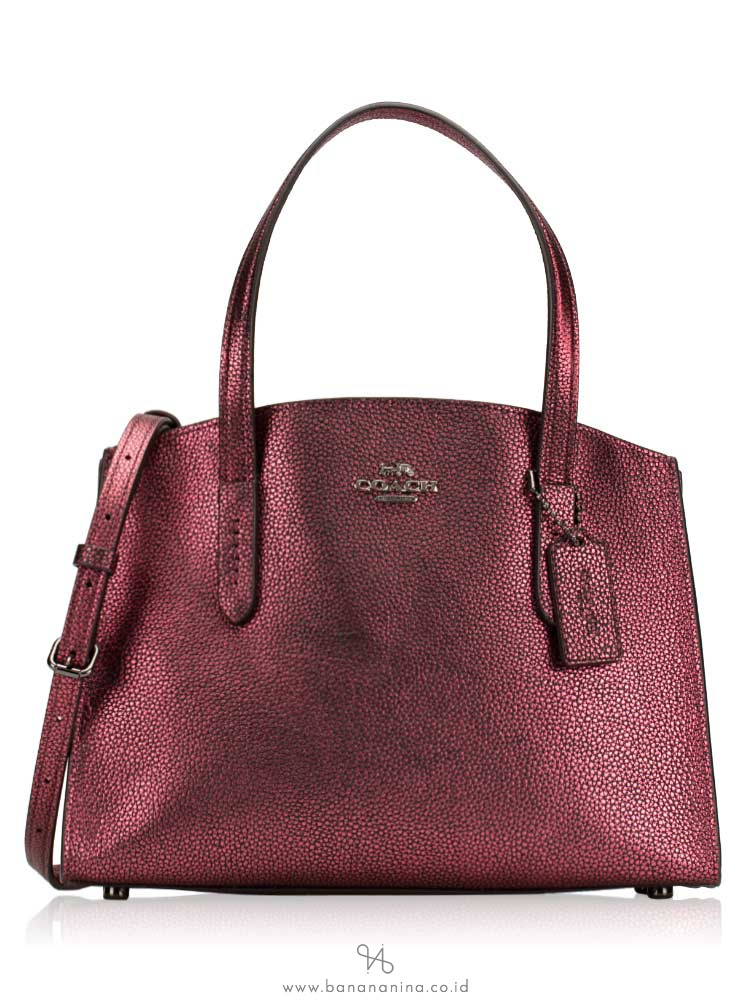 COACH 35515 Metallic Leather Charlie 28 Berry Multi