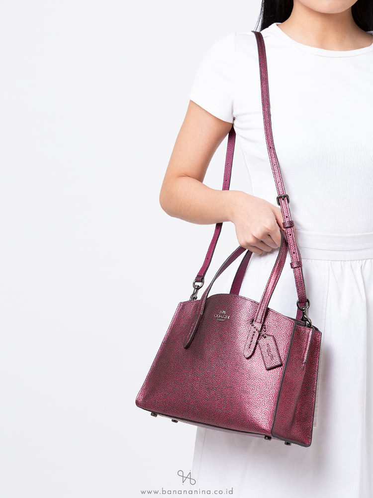 COACH 35515 Metallic Leather Charlie 28 Berry Multi