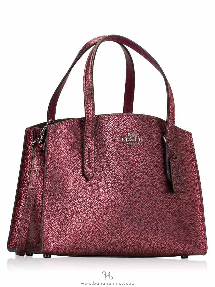 COACH 35515 Metallic Leather Charlie 28 Berry Multi