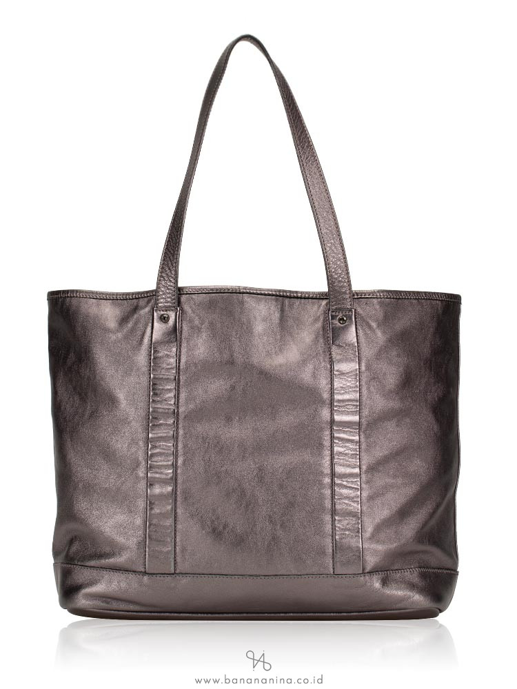 LONGCHAMP Happy Large Leather Tote Silver