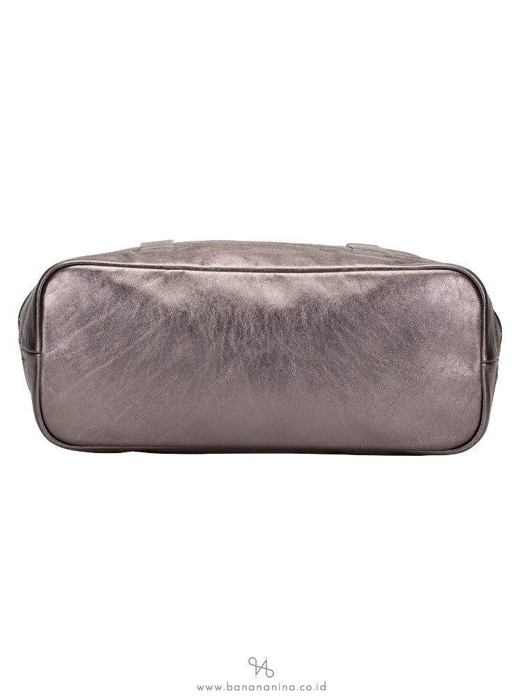 LONGCHAMP Happy Large Leather Tote Silver