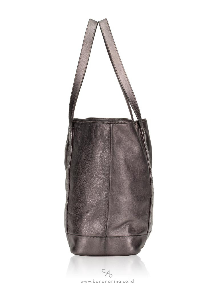 LONGCHAMP Happy Large Leather Tote Silver