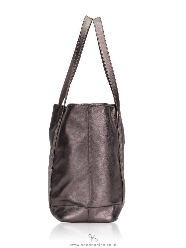 LONGCHAMP Happy Large Leather Tote Silver