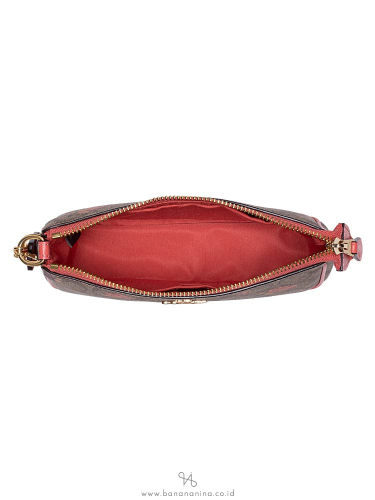 COACH 67532 Signature Tossed Peony Large Wristlet Khaki Pink Multi