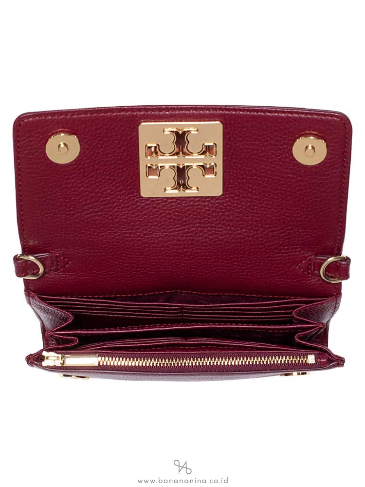 TORY BURCH Britten Leather Chain Wallet Imperial Warnet