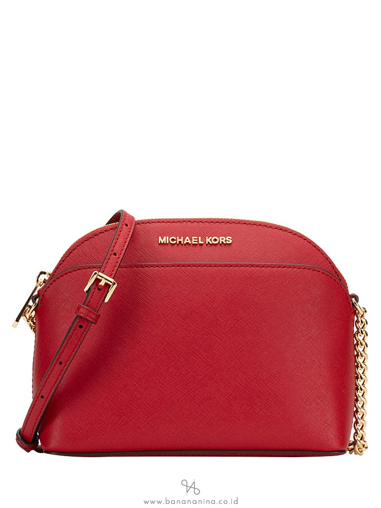 MICHAEL KORS Emmy Saffiano Medium Crossbody Scarlet