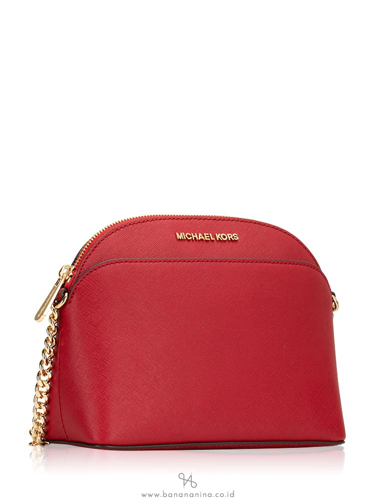 MICHAEL KORS Emmy Saffiano Medium Crossbody Scarlet