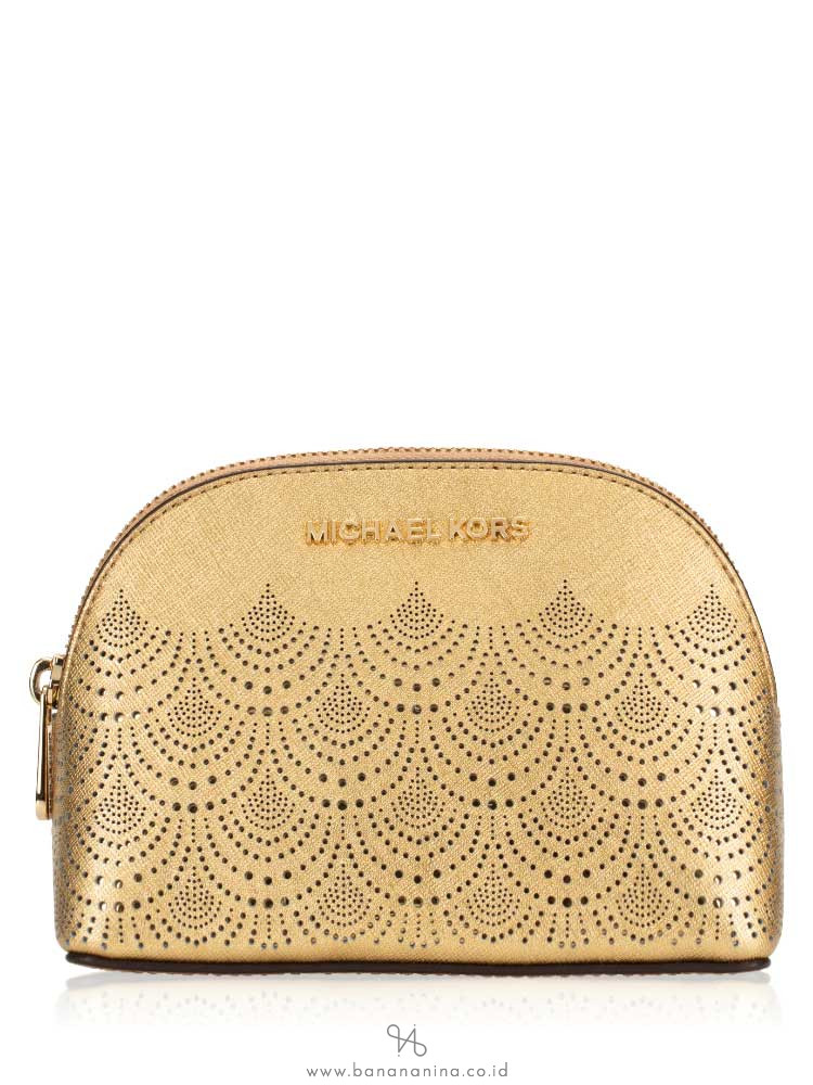 MICHAEL KORS Jet Set Perforated Large Pouch Gold