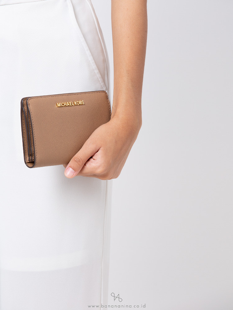 MICHAEL KORS Jet Set Saffiano Slim Bifold Wallet Dark Khaki