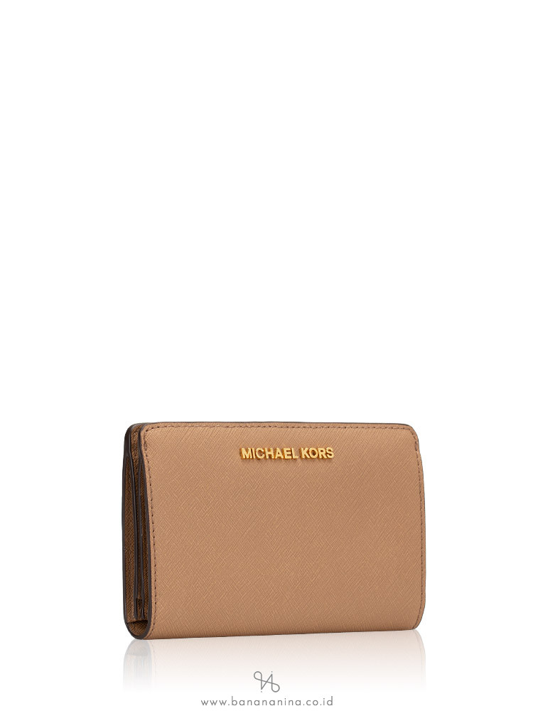 MICHAEL KORS Jet Set Saffiano Slim Bifold Wallet Dark Khaki