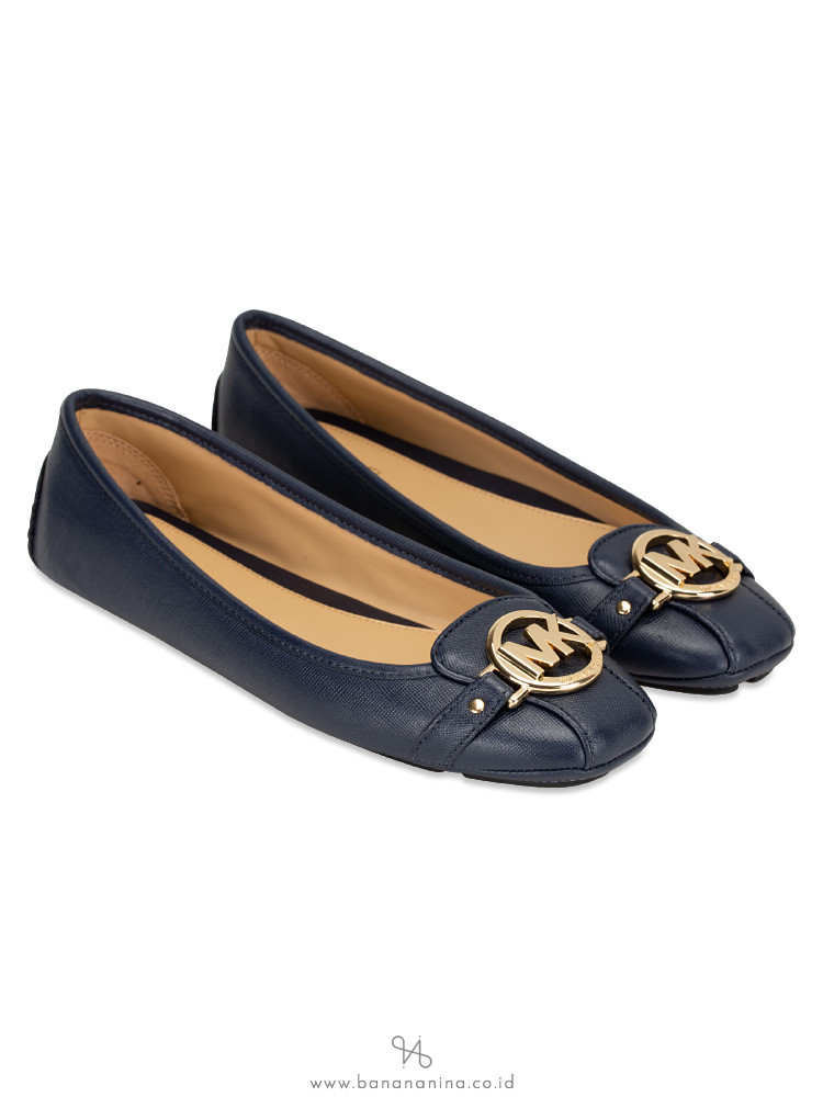 MICHAEL KORS Fulton Saffiano Flats Admiral Gold Sz 5