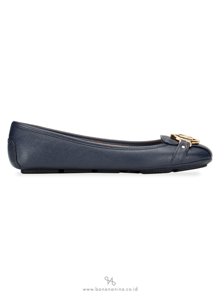 MICHAEL KORS Fulton Saffiano Flats Admiral Gold Sz 5