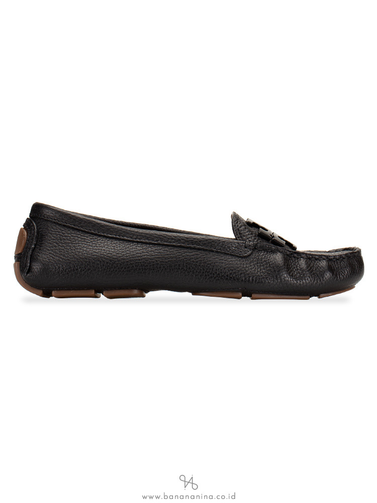 TORY BURCH Lowell 2 Tumbled Leather Loafers Black Sz 5