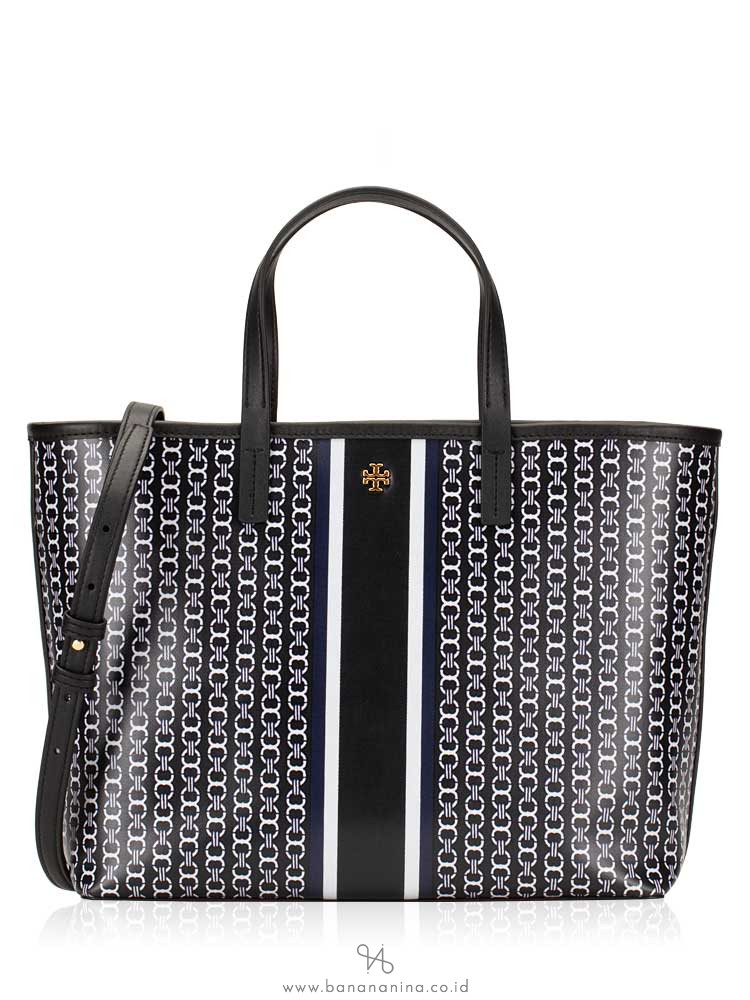 TORY BURCH Gemini Link Small Tote Black Stripe