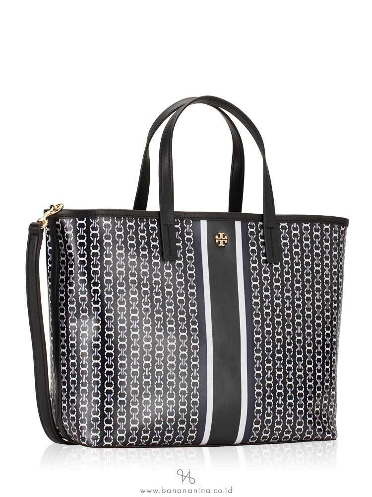 TORY BURCH Gemini Link Small Tote Black Stripe