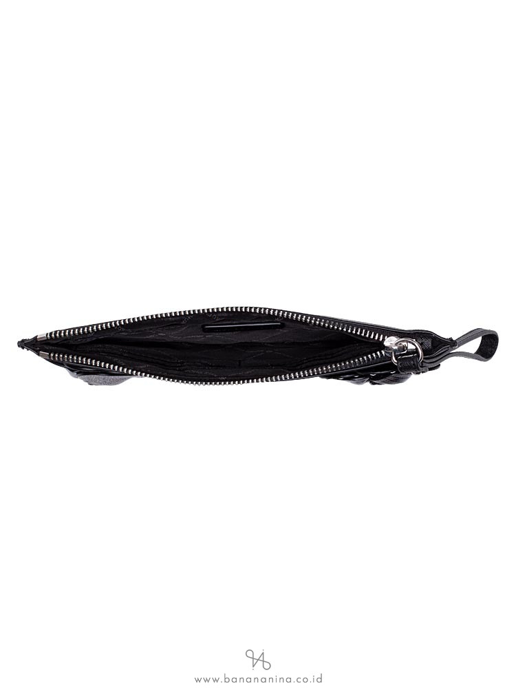 MICHAEL KORS Jet Set Signature Flower XL Zip Clutch Black