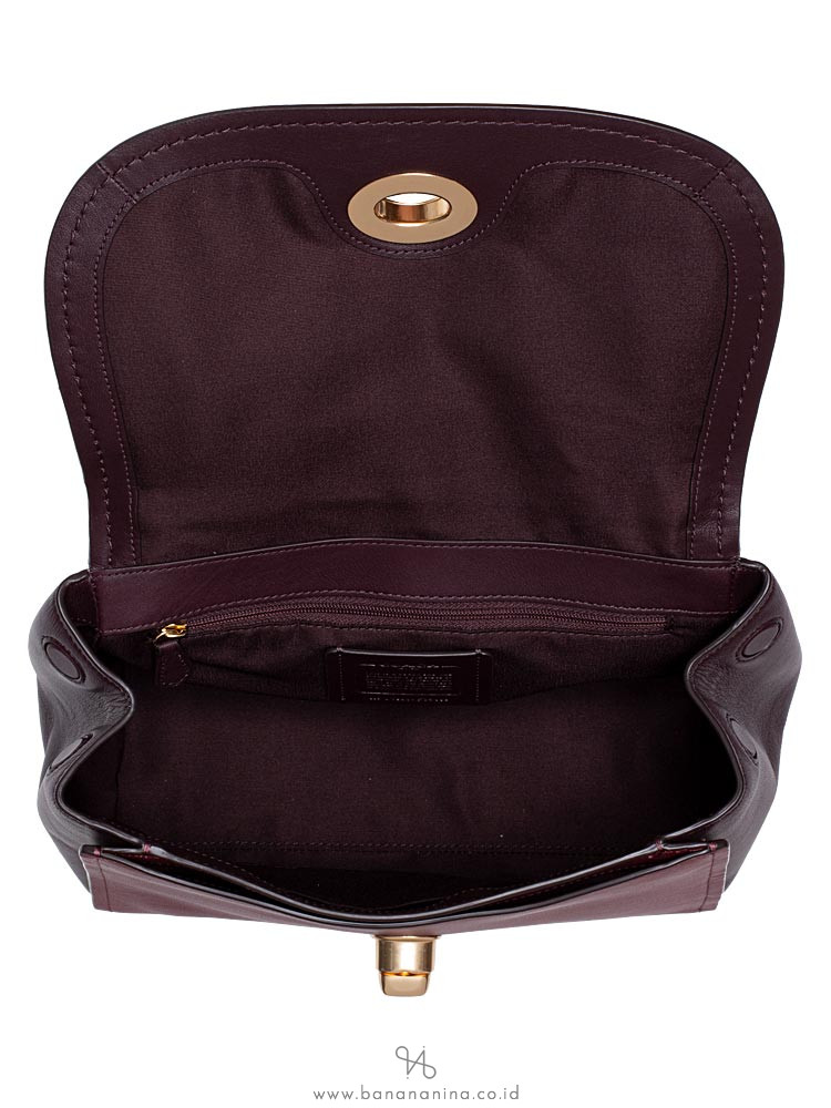 COACH 35113 Glovetanned Chain Flap Faye Carryall Oxblood