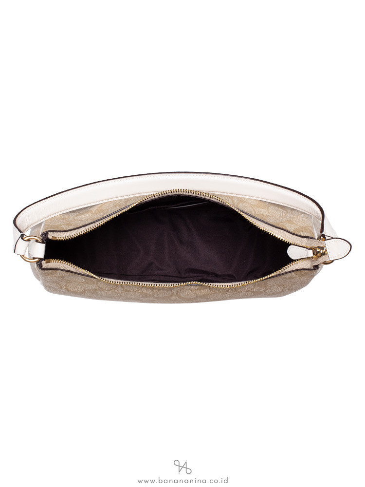 COACH 29209 Signature Zip Shoulder Bag Light Khaki Chalk