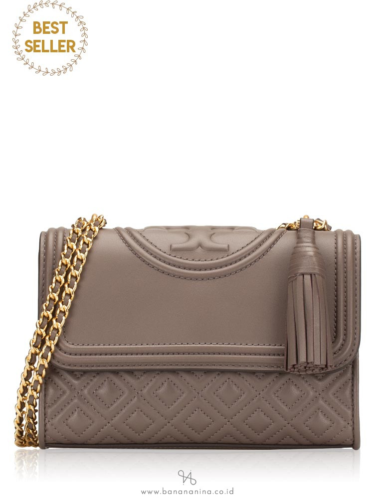 TORY BURCH Fleming Small Convertible Shoulder Bag Silver Maple