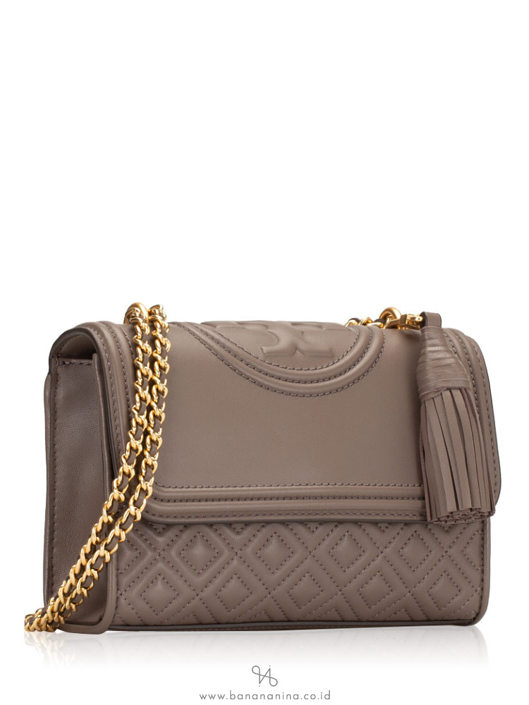 TORY BURCH Fleming Small Convertible Shoulder Bag Silver Maple
