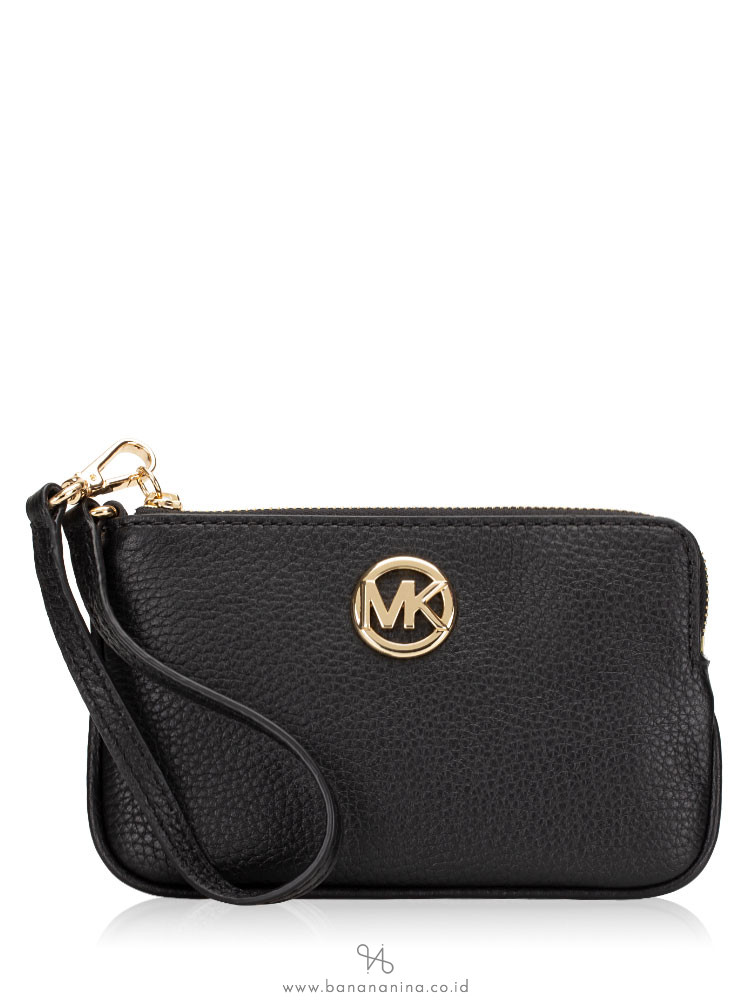 MICHAEL KORS Fulton Leather Medium Wristlet Black