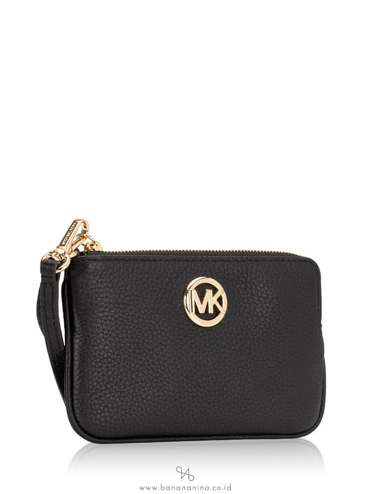 MICHAEL KORS Fulton Leather Medium Wristlet Black