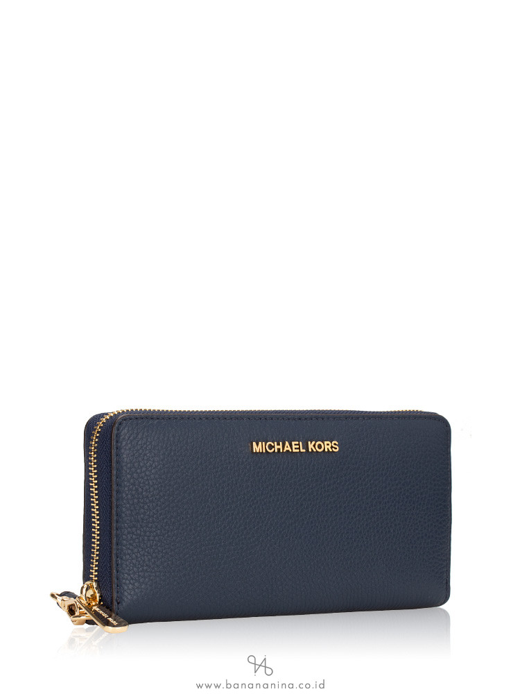 MICHAEL KORS Jet Set Travel Leather Continental Wallet Navy