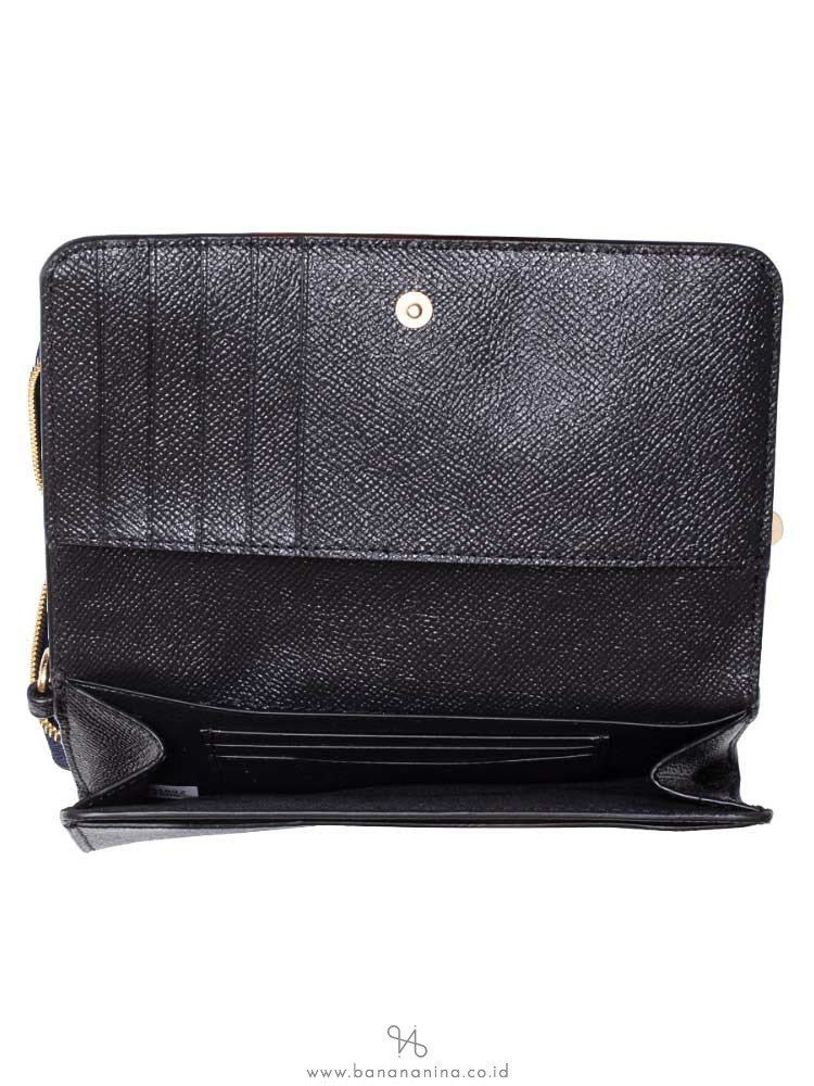 COACH 67500 Border Stud Flap Phone Wallet Black