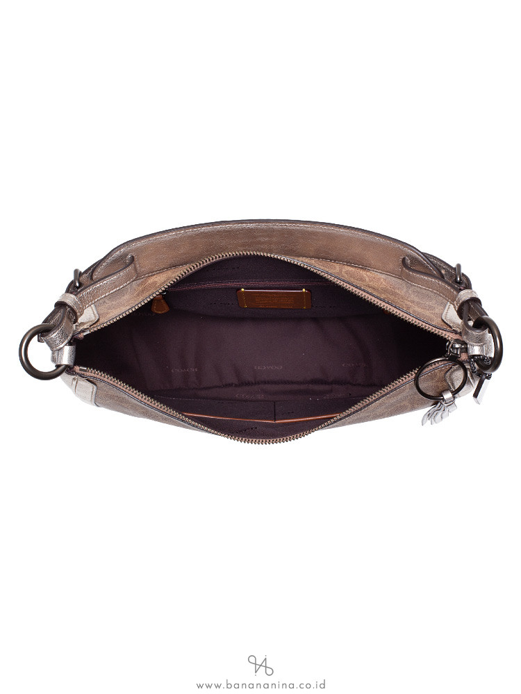 COACH 40616 Signature Sutton Shoulder Bag Tan Platinum