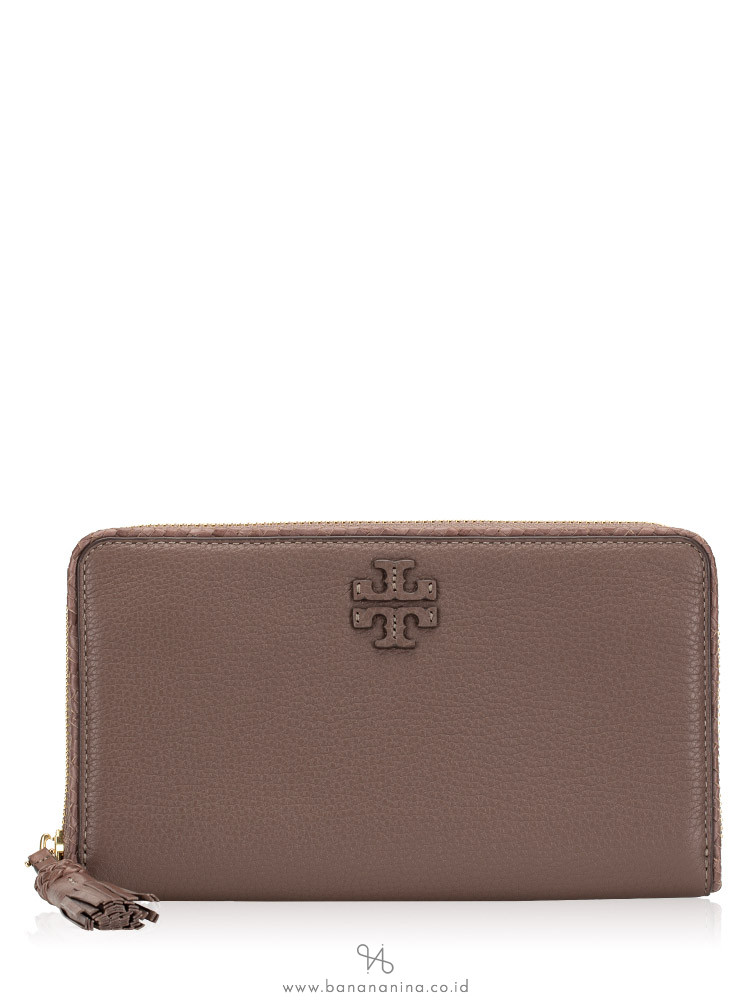 TORY BURCH Taylor Zip Continental Wallet Silver Maple