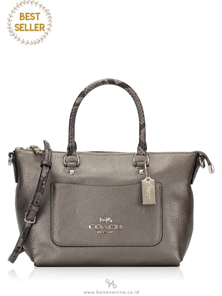 COACH 38877 Metallic Exotic Trim Mini Emma Gunmetal