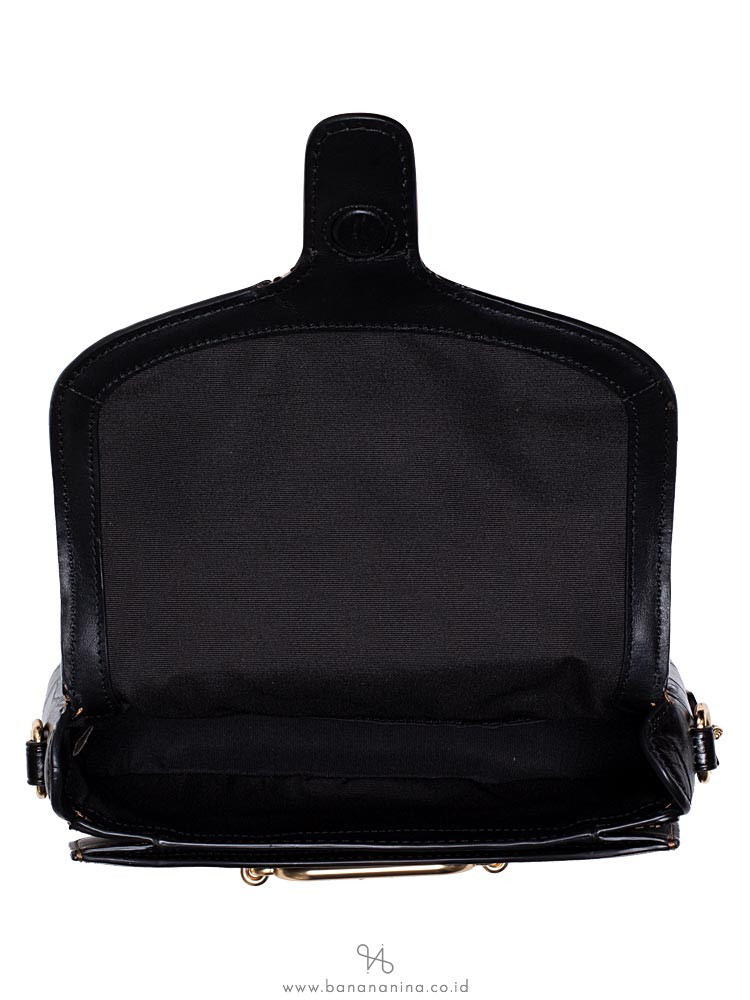 COACH 38111 Flocked Chain Elle Saddle Bag Black