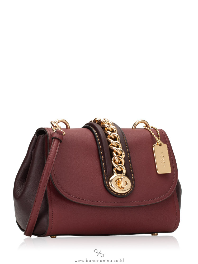 COACH 35114 Chain Flap Faye Crossbody Oxblood