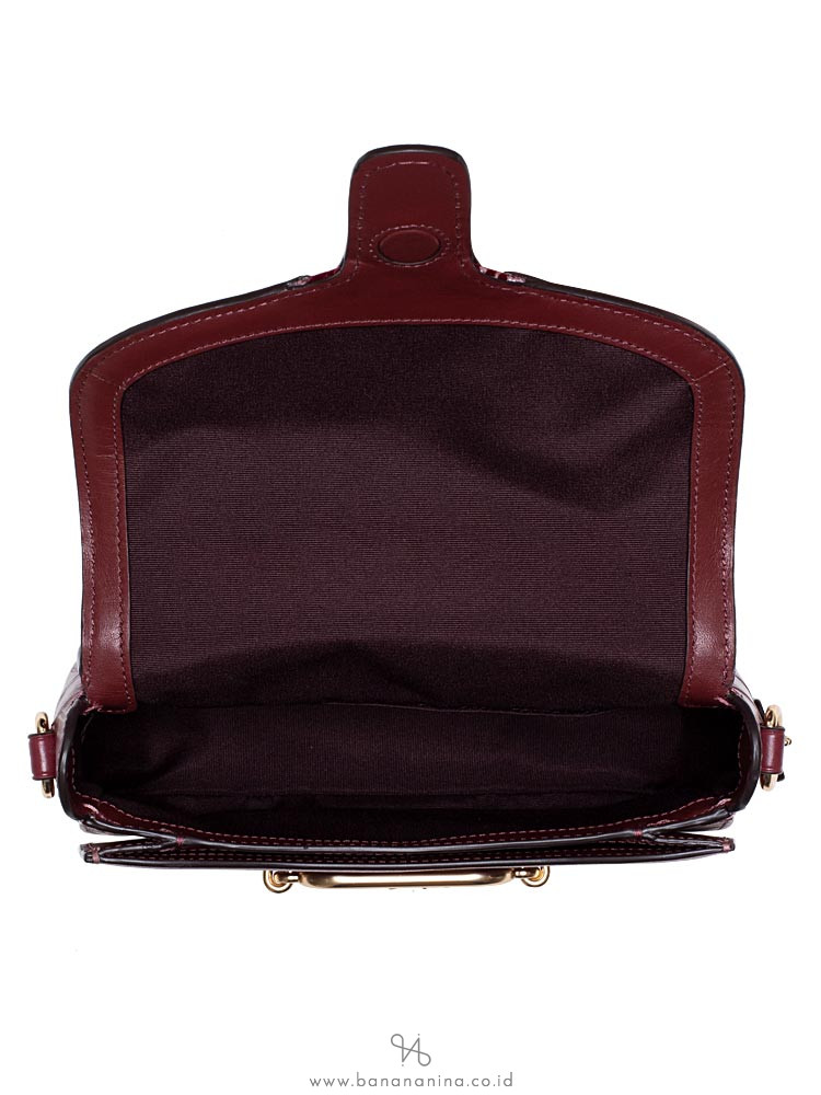 COACH 38111 Flocked Chain Elle Saddle Bag Claret