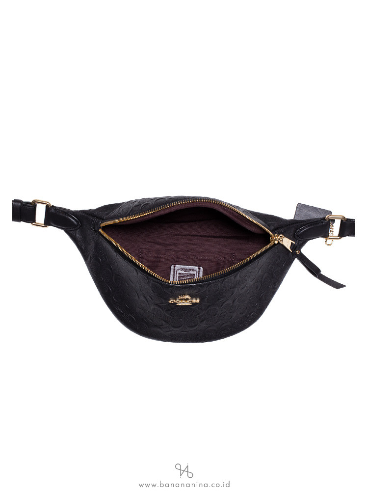 Coach 48741 Signature Leather Belt Bag Black