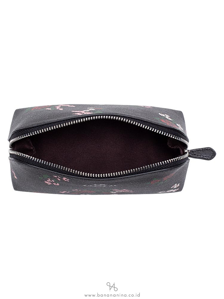 COACH 26226 Floral Cross Stitch Cosmetic Case Black Multi