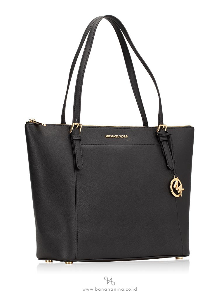 MICHAEL KORS Ciara Large Saffiano Top Zip Tote Black