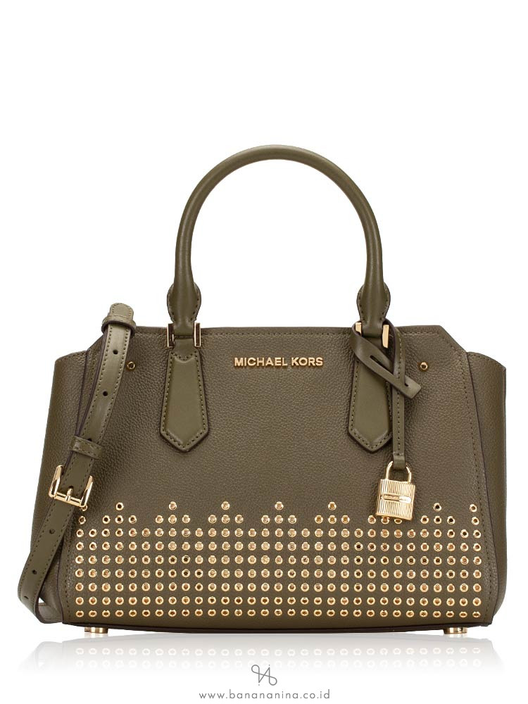 MICHAEL KORS Hayes Leather Medium Messenger Olive Ballet