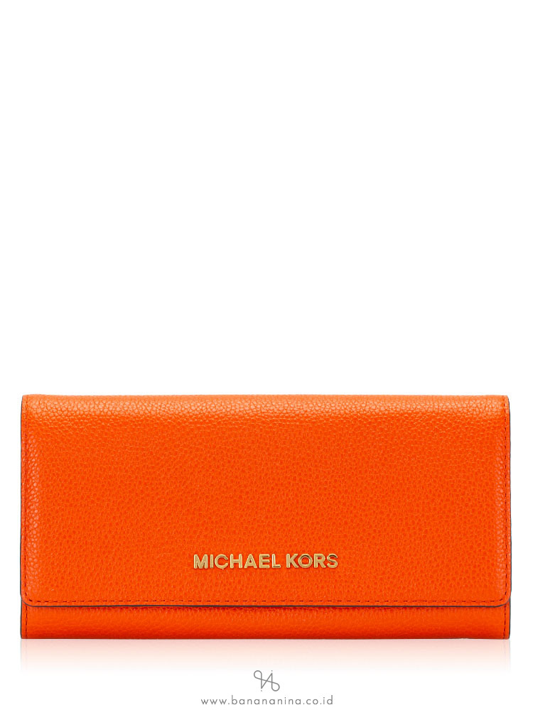 MICHAEL KORS Jet Set Travel Leather Carryall Wallet Clementine