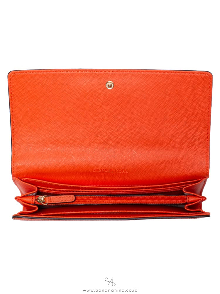 MICHAEL KORS Jet Set Travel Leather Carryall Wallet Clementine