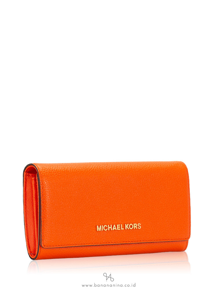 MICHAEL KORS Jet Set Travel Leather Carryall Wallet Clementine