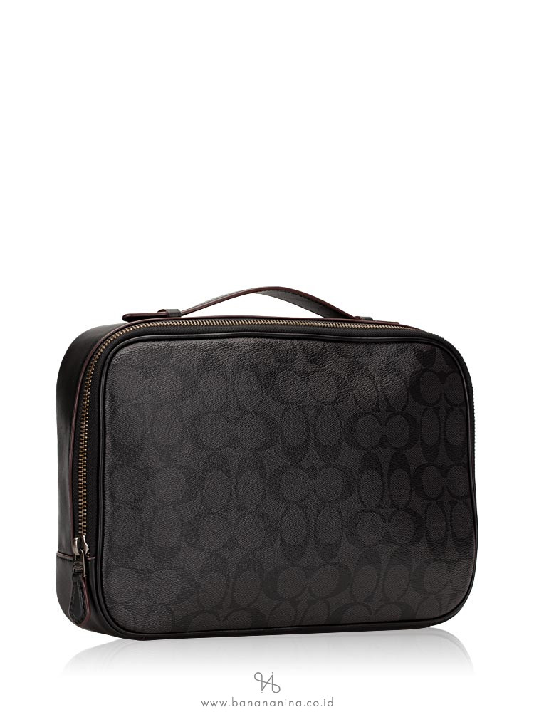 COACH Men 66554 Signature Multifunction Pouch Black Smoke