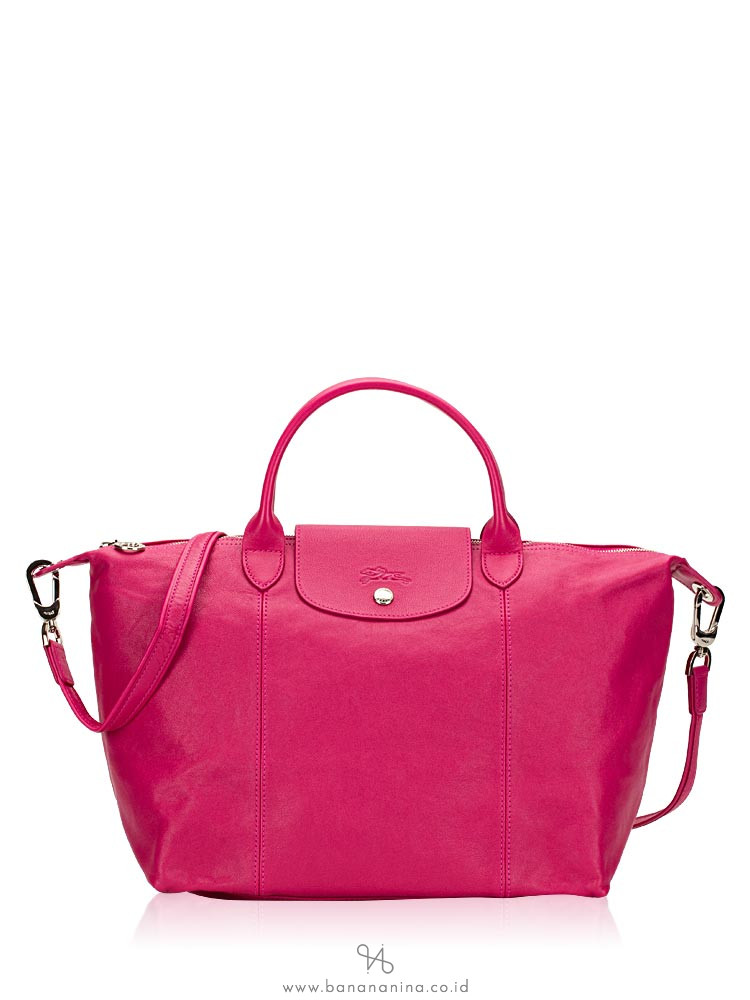 LONGCHAMP Le Pliage Cuir Medium SH Fuschia
