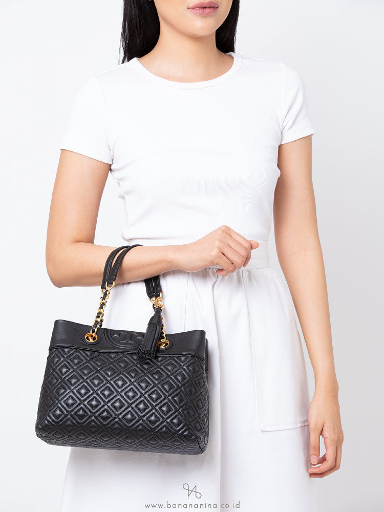 Tory burch fleming tote black clearance