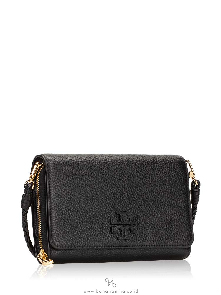 TORY BURCH Taylor Leather Flat Wallet Crossbody Black