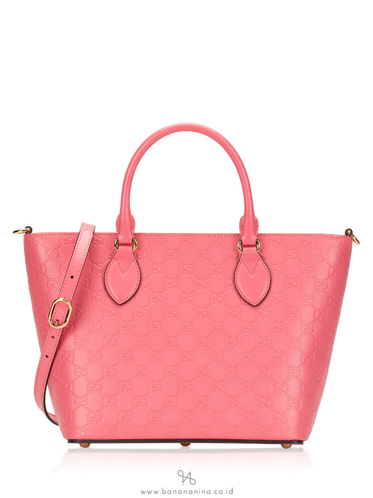 GUCCI Guccissima Leather Small Tote Pink